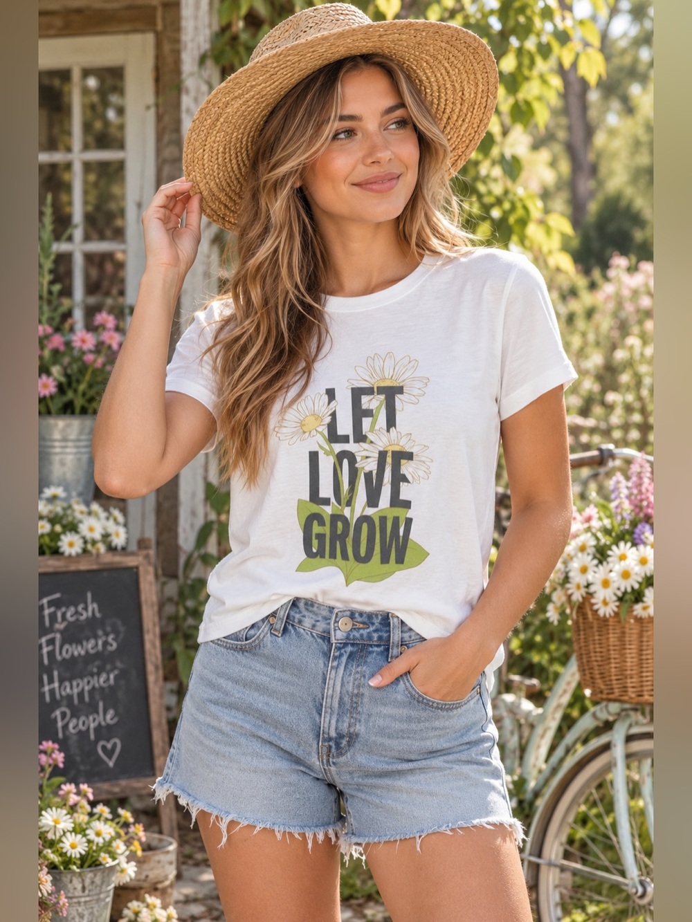 Levi’s x Farmgirl Flowers Let Love Grow Daisy Graphic Tee Size Small